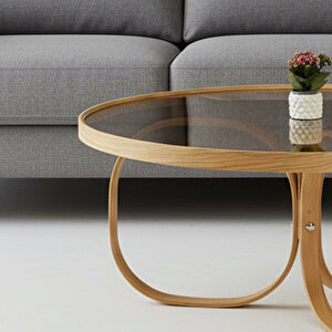 Jüpiter Camlı Orta Sehpa Meşe Meşe