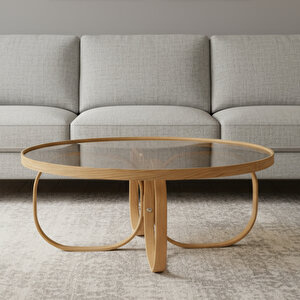 Jüpiter Camlı Orta Sehpa Meşe Meşe