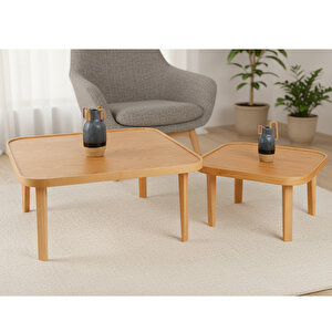 Pera Orta Sehpa İkili Set Meşe Meşe