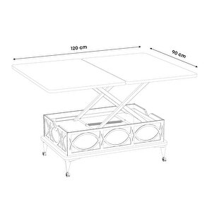 Lotus Akıllı Sehpa, Açılır Yemek Masası, Orta Sehpa, Tekerlekli, Antrasit Traverten