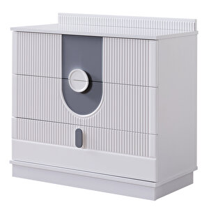 Venüs Çocuk Odası Takımı, Venüs Büyüyen Beşik, Vira 4 Kapaklı Kitaplıklı Dolap, Şifonyer - Gri