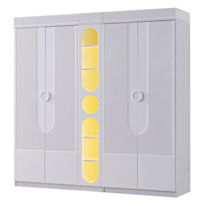 Venüs Çocuk Odası Takımı, Venüs Büyüyen Beşik, Vira 4 Kapaklı Kitaplıklı Dolap, Şifonyer - Beyaz