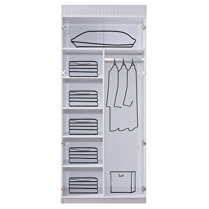 Venüs Çocuk Odası Takımı, Venüs Büyüyen Beşik, Vira 4 Kapaklı Kitaplıklı Dolap, Şifonyer - Beyaz