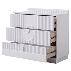 Venüs Çocuk Odası Takımı, Venüs Büyüyen Beşik, Vira 4 Kapaklı Kitaplıklı Dolap, Şifonyer - Beyaz