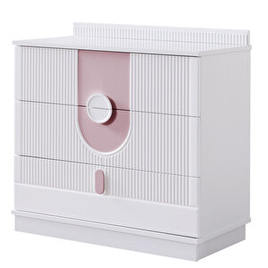 Venüs Çocuk Odası Takımı, Venüs Büyüyen Beşik, Vira 4 Kapaklı Kitaplıklı Dolap, Şifonyer - Pembe