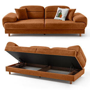 Eymense Lizbon Yataklı Sandıklı Koltuk Takımı 3+3+1+1 Turuncu