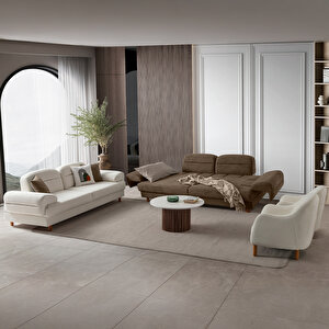 Lizbon Yataklı Sandıklı Koltuk Takımı 3+3+1+1 Kahverengi Kahverengi