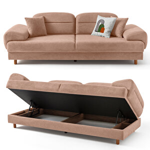 Eymense Lizbon Yataklı Sandıklı Koltuk Takımı 3+3+1+1 Pembe