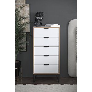 Arden 5 Çekmeceli Şifonyer , Çamaşırlık Beyaz