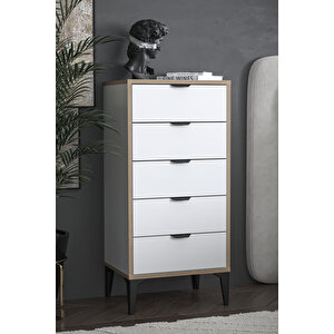 Arden 5 Çekmeceli Şifonyer , Çamaşırlık Beyaz