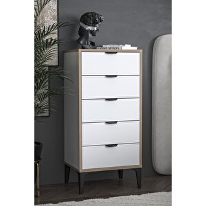 Arden 5 Çekmeceli Şifonyer , Çamaşırlık (beyaz) Beyaz