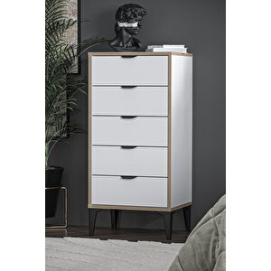 Arden 5 Çekmeceli Şifonyer , Çamaşırlık (beyaz)