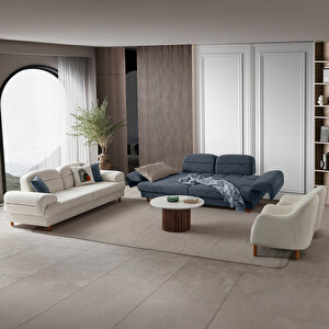 Lizbon Yataklı Sandıklı Koltuk Takımı 3+3+1+1 Mavi Mavi