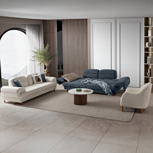 Lizbon Yataklı Sandıklı Koltuk Takımı 3+3+1+1 Mavi Mavi