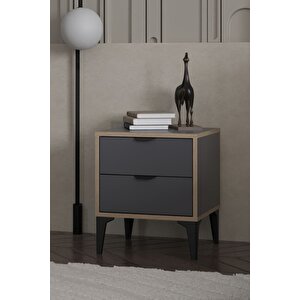 Arden 2 Çekmeceli Komodin (antrasit) Siyah