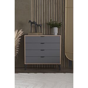 Arden 4 Çekmeceli Şifonyer (antrasit) Siyah