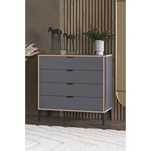 Arden 4 Çekmeceli Şifonyer (antrasit) Siyah