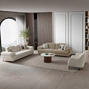 Lizbon Yataklı Sandıklı Koltuk Takımı 3+3+1+1 Sütlü Kahve Sütlü Kahve