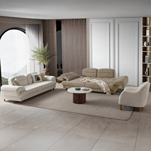 Lizbon Yataklı Sandıklı Koltuk Takımı 3+3+1+1 Sütlü Kahve Sütlü Kahve