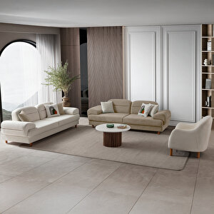 Eymense Lizbon Yataklı Sandıklı Koltuk Takımı 3+3+1+1 Sütlü Kahve