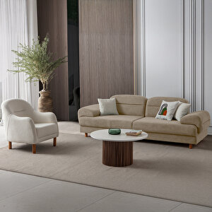 Eymense Lizbon Yataklı Sandıklı Koltuk Takımı 3+3+1+1 Sütlü Kahve