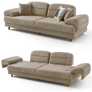 Eymense Lizbon Yataklı Sandıklı Koltuk Takımı 3+3+1+1 Sütlü Kahve