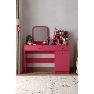 Harmony İki Çekmeceli Makyaj Masası (kare Aynalı) Bordo
