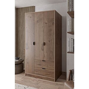 Arden 3 Kapaklı 2 Çekmeceli Dolap (atlas Çam) Kahverengi