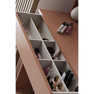 Harmony Tek Çekmeceli Makyaj Masası (yuvarlak Aynalı)