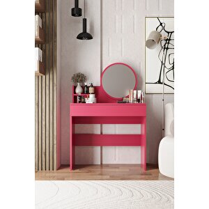 Harmony Tek Çekmeceli Makyaj Masası (yuvarlak Aynalı) Bordo