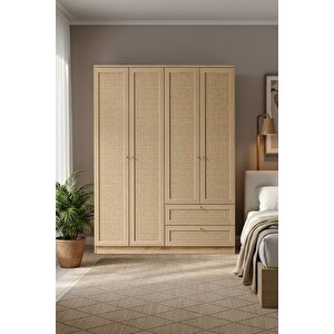 Baru 4 Kapaklı 2 Çekmeceli Dolap H:182 Cm