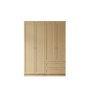 Baru 4 Kapaklı 2 Çekmeceli Dolap H:210 Cm