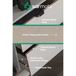 Arden 4 Kapaklı 2 Çekmeceli Dolap W:145 Cm