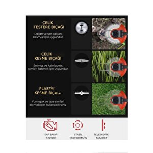 21v Çift Akülü Teleskopik Uzatma Kollu Çim Çalı Ot Biçme Şarjlı Tırpan