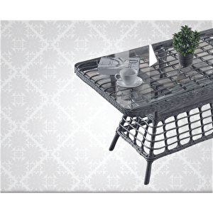 Bn Garden Rattan Albatros  Bahçe Mobilyası 3+1+1+ 2PUF+camlı masa