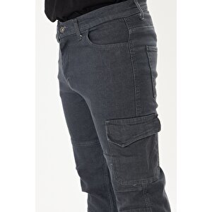 Orange Safety İş Pantolonu Kot Füme Kargo Cepli