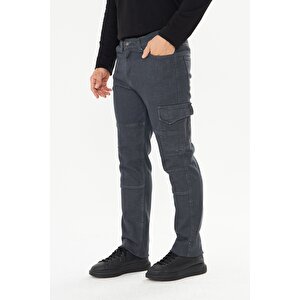 İş Pantolonu Kot Füme Kargo Cepli M