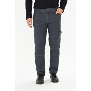 İş Pantolonu Kot Füme  Kargo Cepli S