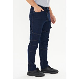 Orange Safety İş Pantolonu Kot Mavi Kargo Cepli
