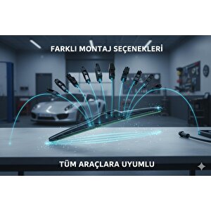 Premium 9 Aparatlı Hibrit Arka Silecek Kilitli Model 33 Cm Uyumlu