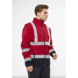 Softshell Mont Reflektörlü Kolları Çıkmalı Kırmızı 3XL