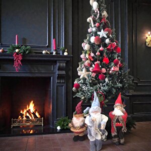 Lüks Yılbaşı Noel Baba Dekoru 45 Cm Gri-beyaz Ast7366