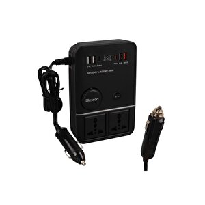 1661 Dc 12-24v 200w Oto Araç Power İnverter 2x Çakmak Girişi - 2x Type-c - 4x Usb - 2x 220v