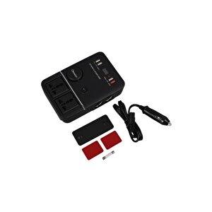 1661 Dc 12-24v 200w Oto Araç Power İnverter 2x Çakmak Girişi - 2x Type-c - 4x Usb - 2x 220v