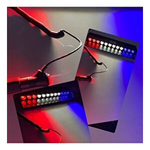 12 Ledli Cam Içi Çakar Vantuzlu Çakar Lamba Kırmızı-beyaz-mavi