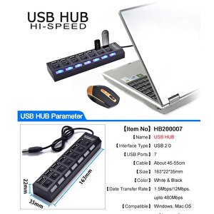 4874 7 Port Usb Hub Switch Çoklayıcı Çoğaltıcı