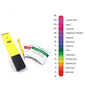 Dijital Ph Metre Su Sıvı Akvaryum Ph Ölçer 2 Adet Çözelti Ve Pil Hediyeli