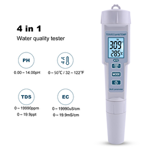 4'ü 1 Arada Ph Metre Tds Ec Ve Sıcaklık Ölçer