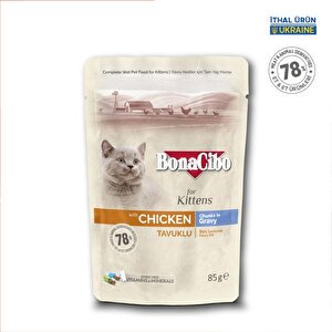Bonacibo Soslu Tavuklu Pouch Yavru Kedi Yaş Maması Yavru Kediler Için Tam Yaş Mama