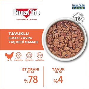 Bonacibo Soslu Tavuklu Pouch Yavru Kedi Yaş Maması Yavru Kediler Için Tam Yaş Mama